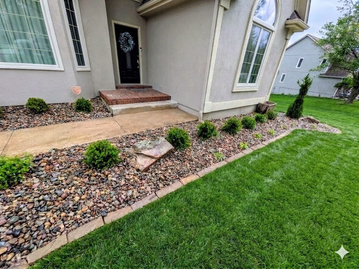 Gravel path between shrubs